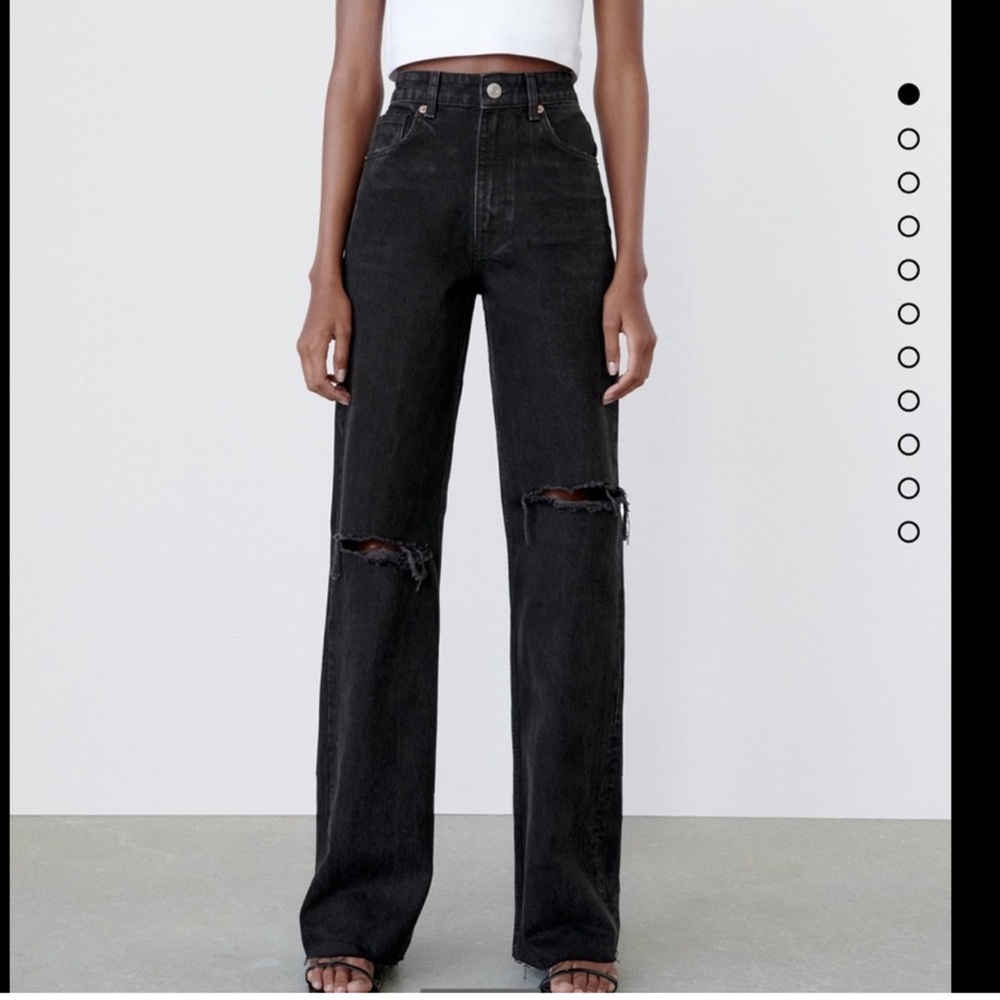 Zara Distressed Wide Leg Jeans Size 4
